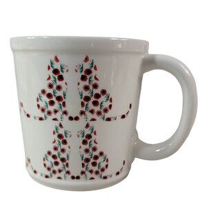 Magenta M Floral Cat Mug White 4" Red Green Reflection Silhouette Poppy Rose